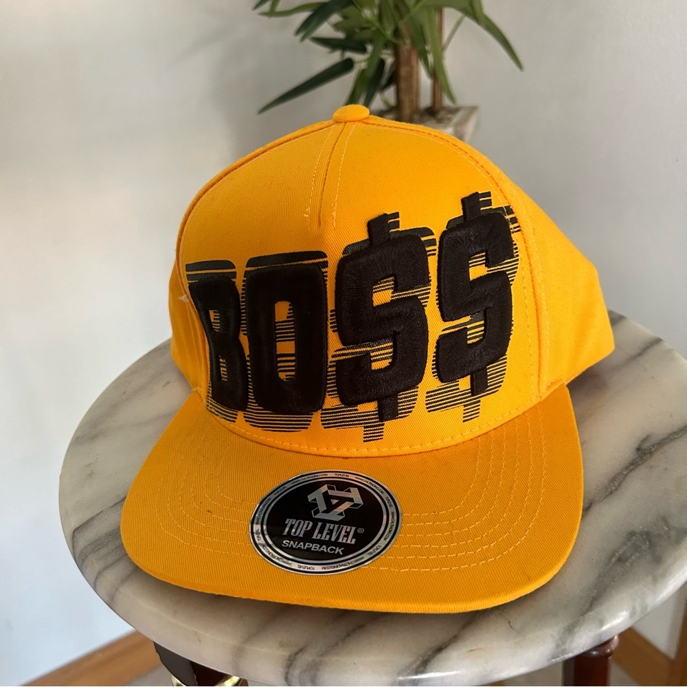 BOSS yellow snapback hat